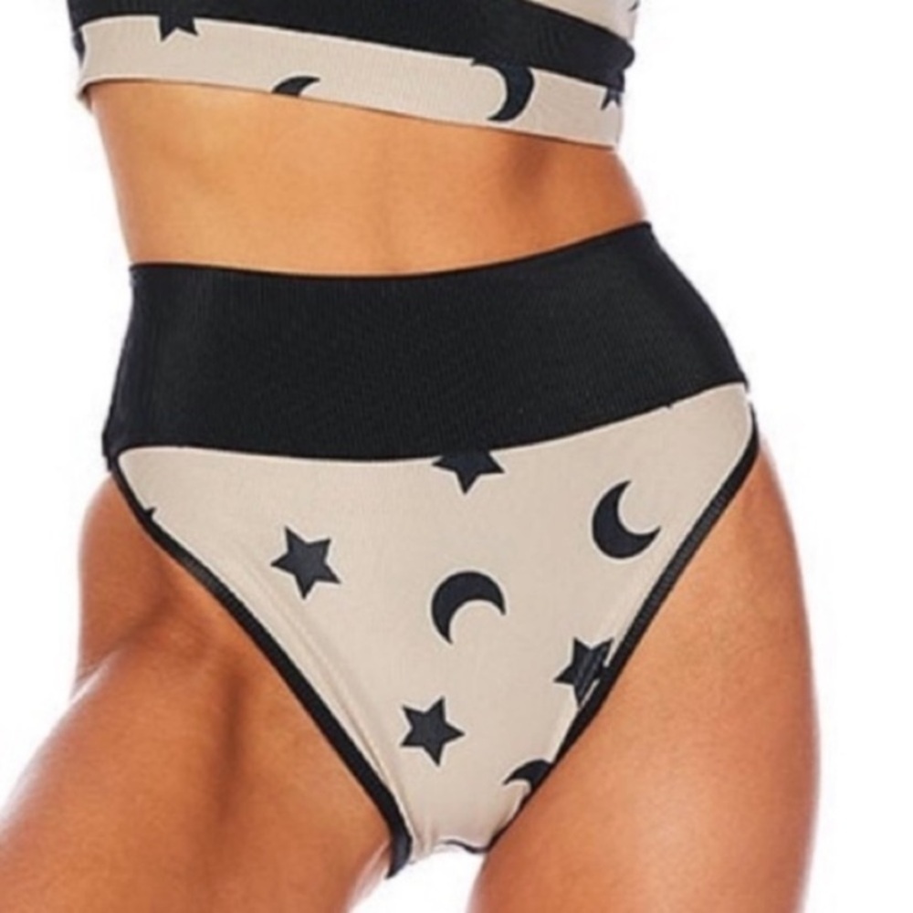 New! Beach Riot highway bikini bottom taupe moon and stars 1442